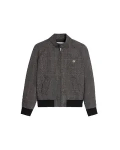 Celine triomphe blouson jacket in prince of wales wool
