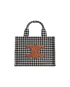 Celine SMALL CABAS THAIS IN VICHY TEXTILE AND CALFSKIN