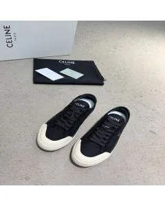 CELINE ALAN AS-01 LOW LACE-UP SNEAKER in CANVAS AND CALFSKIN