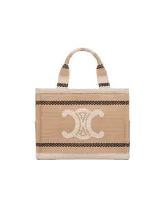 Celine SMALL CABAS THAIS IN STRIPED TEXTILE WITH TRIOMPHE