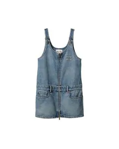 MIU MIU Denim and poplin zipper dress