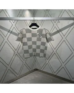LV Damier Jacquard Short-Sleeved Crewneck