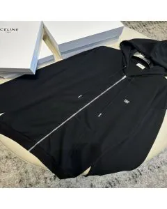 Celine loose triomphe hoodie in cotton and cashmere