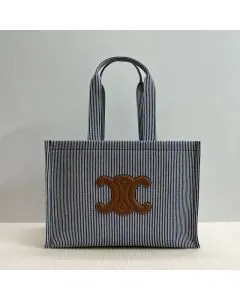 Celine LARGE CABAS THAIS IN STRIPED TEXTILE