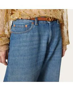 Valentino REVERSIBLE VLOGO SIGNATURE BELT IN GLOSSY CALFSKIN 