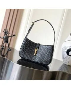 YSL LE 5 À 7 in crocodile-embossed shiny leather