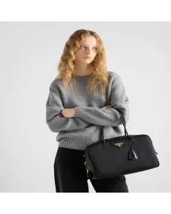 Prada Large Re-Nylon and leather top-handle bag with padlock
