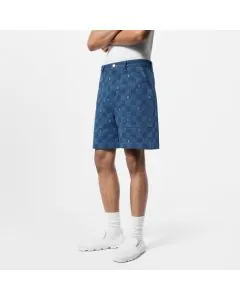 LV Embroidered Damier Denim Shorts
