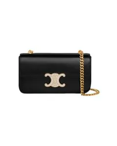 Celine CHAIN SHOULDER BAG CLAUDE WITH STRASS CLOSURE IN SHINY CALFSKIN