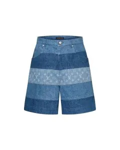 LV Striped Patchwork Denim Shorts