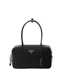 Prada Re-Nylon and leather small top-handle bag with padlock