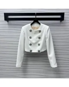 LV Cropped Jewel Button Mikado Jacket 