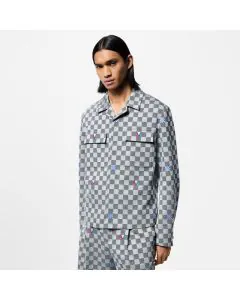 LV Damier Open Collar Cotton Overshirt
