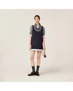 MIU MIU Knit and poplin mini-dress