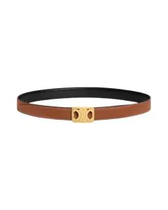 Celine MEDIUM REVERSIBLE FRAMED TRIOMPHE BELT in TAURILLON AND NATURAL CALFSKIN