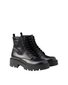 Prada Brushed leather combat boots