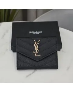 YSL CASSANDRE MATELASSÉ small envelope wallet in grain de poudre leather