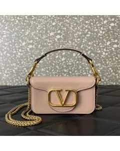 VALENTINO GARAVANI LOCÒ MICRO BAG IN CALFSKIN LEATHER WITH CHAIN