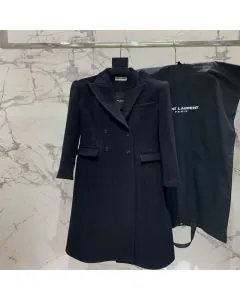 YSL long coat in cashmere and wool felt