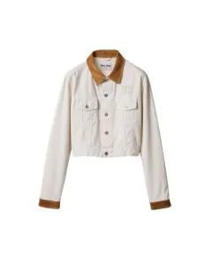 MIU MIU Denim and leather blouson jacket