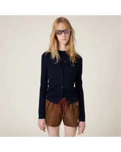 MIU MIU Cable-knit cashmere and silk cardigan