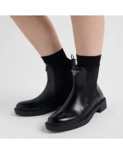 Prada Brushed leather Chelsea booties