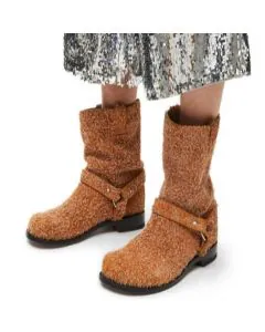 LOEWE Campo Biker boot in brushed suede
