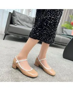 MIU MIU Two-tone patent leather Mary Jane pumps