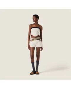 MIU MIU Denim and leather shorts