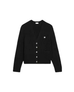 Celine triomphe cardigan in cable-knit cashmere