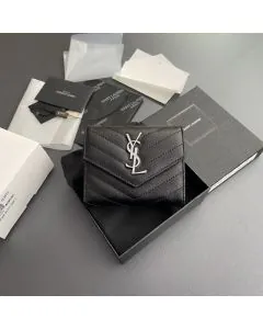 YSL CASSANDRE MATELASSÉ small envelope wallet in grain de poudre leather
