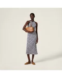 MIU MIU Long floral print crepe de chine dress