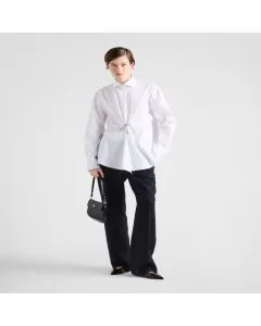 Prada Poplin shirt with crystal brooch