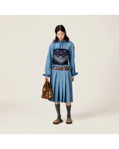 MIU MIU Pleated denim skirt