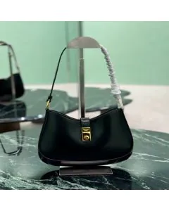 Prada Cleo brushed leather shoulder bag with clasp closure