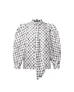 LV 3D Monogram Puff-Sleeve Blouse