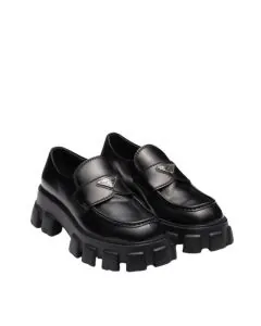 Prada Monolith brushed leather loafers