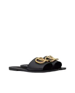 Valentino VLOGO SIGNATURE SLIDE SANDAL IN GRAINY COWHIDE WITH ACCESSORY