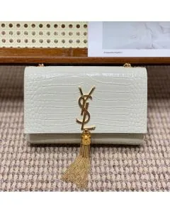 YSL KATE SMALL TASSEL IN CROCODILE-EMBOSSED LEATHER