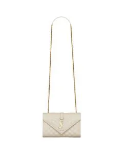 YSL ENVELOPE SMALL IN QUILTED GRAIN DE POUDRE EMBOSSED LEATHER