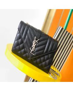 YSL ENVELOPE SMALL IN QUILTED GRAIN DE POUDRE EMBOSSED LEATHER