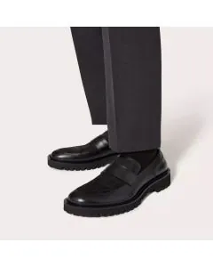Valentino LOAFER IN TOILE ICONOGRAPHE TECHNICAL FABRIC AND CALFSKIN