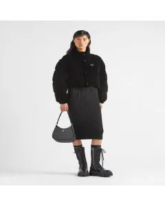 Prada Convertible cropped velvet down jacket