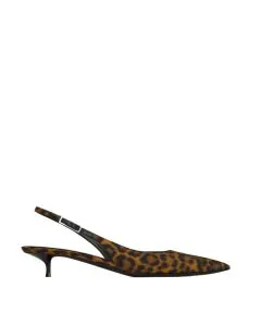 YSL CHERISH SLINGBACK PUMPS IN LEOPARD GROSGRAIN