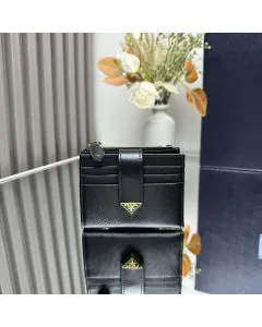 Prada Small Saffiano and smooth leather wallet