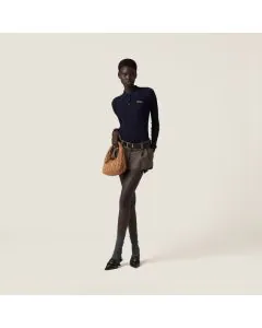 MIU MIU Cashmere and silk knit polo shirt