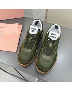 MIU MIU Tyre technical fabric and suede sneakers