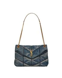 YSL PUFFER SMALL in suede and denim