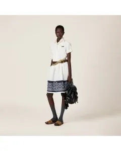 MIU MIU Slubbed poplin dress with print