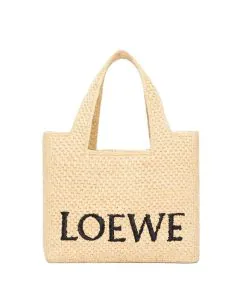 LOEWE Small LOEWE Font tote in raffia